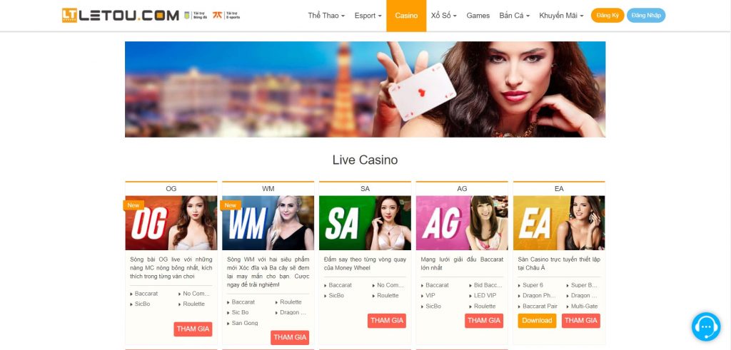 Sảnh game Casino online Letou siêu hot